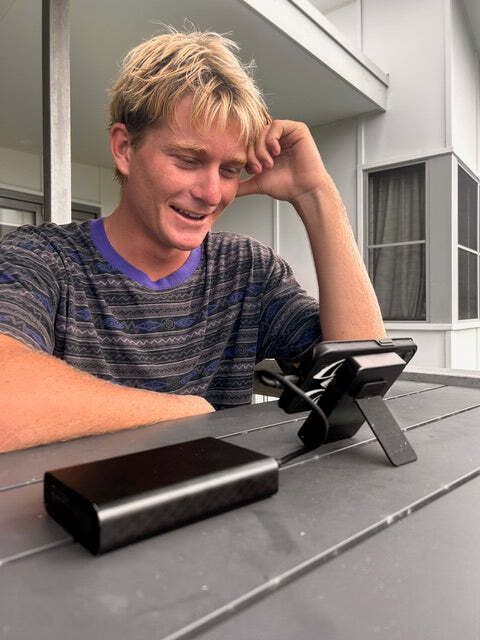 Dane Henry with mophie gear